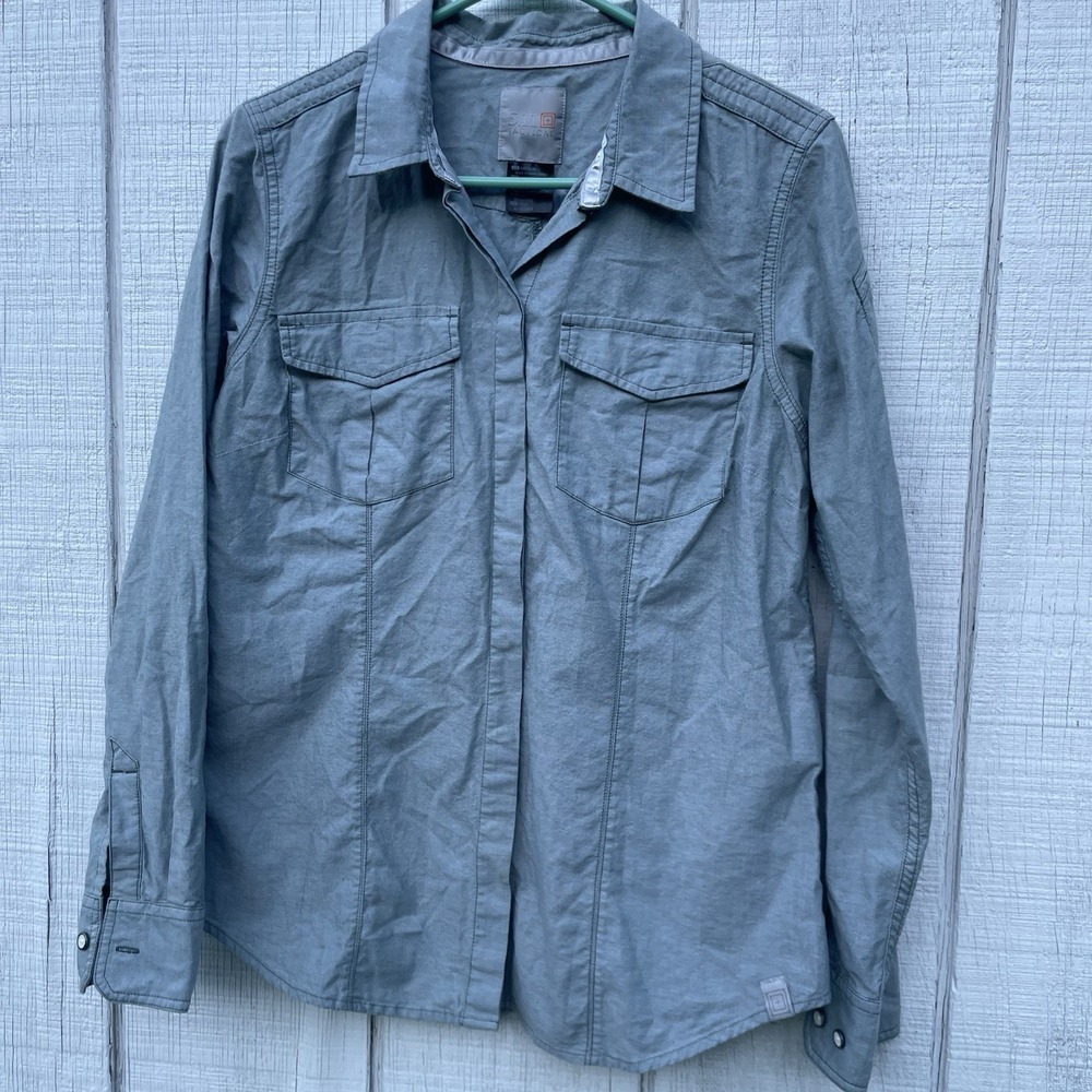 5.11 Tactical Medium Longsleeved Snap Up Green Shirt 100% Cotton Fall Uniform‎